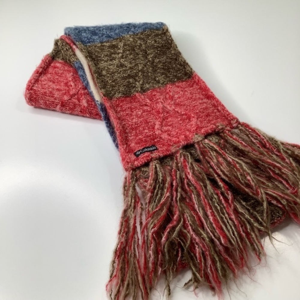Columbia wide stripes knit scarf with long fringes unisex size 82X6 EUC - Picture 4 of 6